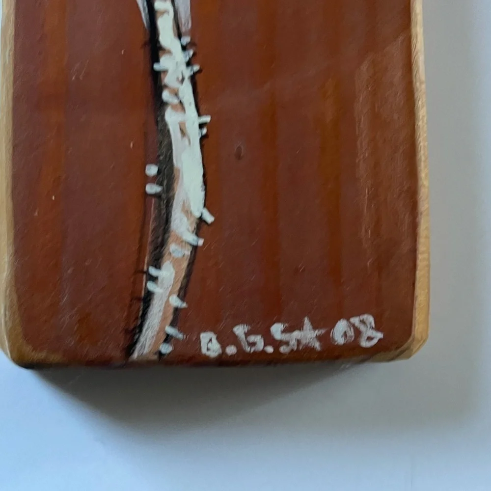POPPY Seed‎ Pod Painting on a Woodblock